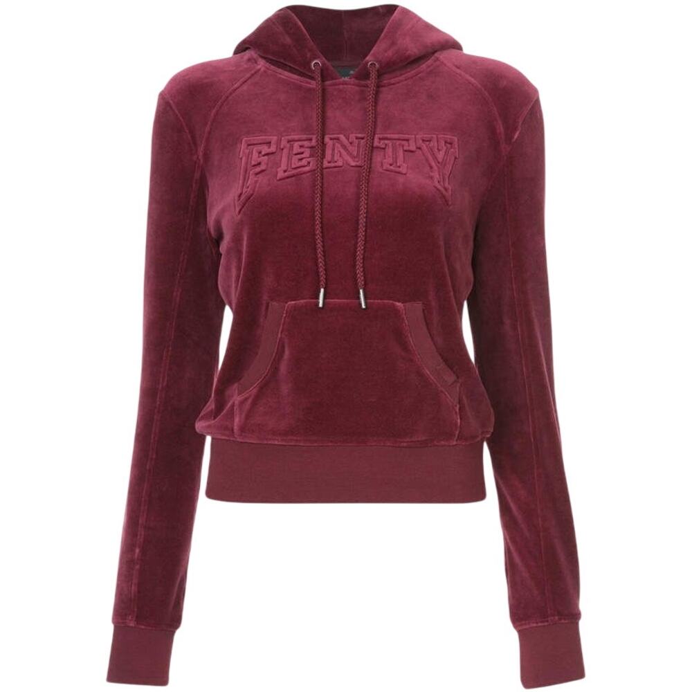 Fenty x Puma Rihanna Velour Cropped Hoodie Burgundy Maroon Size Medium